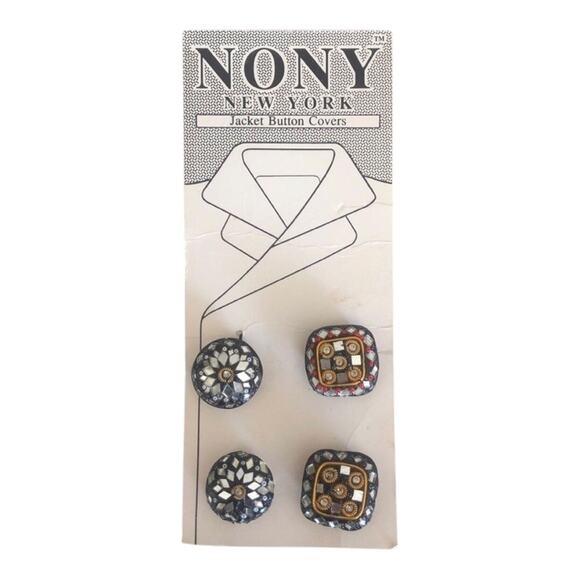 Vintage Nony New York Unique Attractive Circle Square Button Cover Retro Stylish - Picture 1 of 4